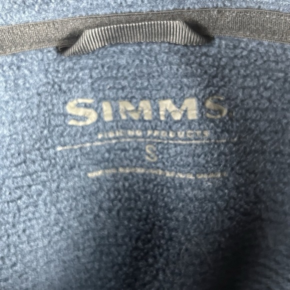 Simms Fishing Products Sweater Mens Small Blue 1/4 Zip Ribbed Chest Pocket - Picture 9 of 12